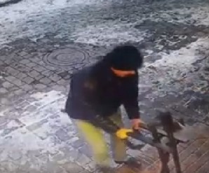 Франківець серед білого дня виламав ковані перила на вході до крамниці і втік (відео+фото)