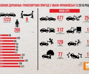 “ІНФОГРАФІКА”. Статистичні дані про скоєння ДТП у Івано-Франківську в 2016 році