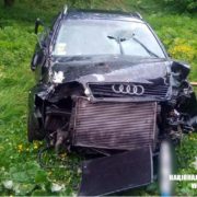 Аварія на Косівщині: автомобіль “Ауді” врізався в огорожу та перекинувся (фото)