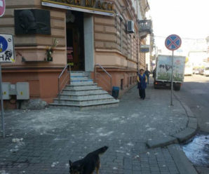 У центрі Франківська людям на голови знову обвалюються фасади будинків (фото)