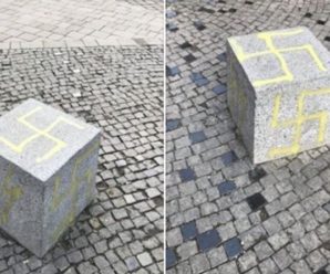У мережі виклали відео вандалів, які розмалювали свастиками куби у центрі Франківська