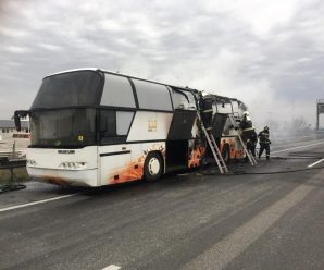 В Угорщині посеред траси спалахнув автобус, котрий віз українських заробітчан (фото, відео)