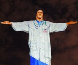 На честь медиків, які борються з коронавірусом: у Ріо статую Христа “одягнули” в халат лікаря (фото)