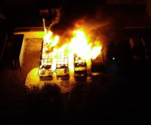 Чотири автобуси згоріли: на Івано-Франківщині спалахнула пожежа (фото і відео)