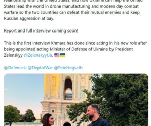 Т. в. о. міністра оборони Хмара дав перше інтервʼю на новій посаді – американській MAGA-блогерці Лорі Лумер